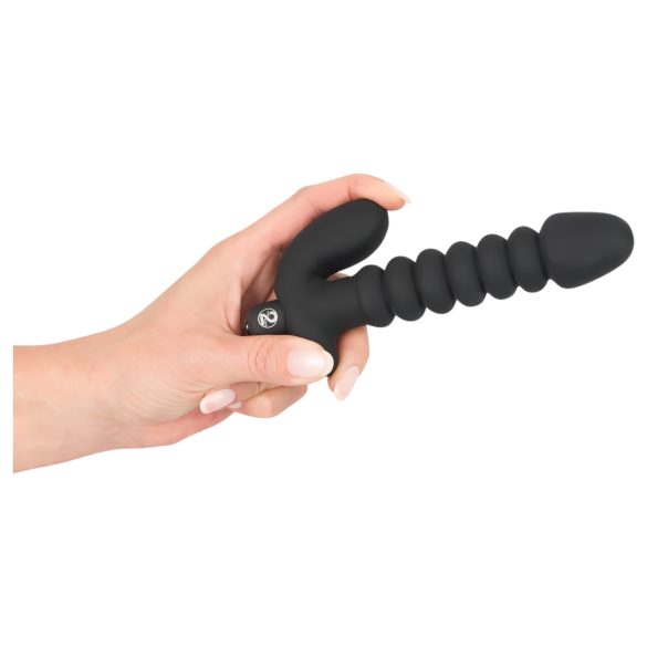 Black Velvet geribbeld vibrator - middelgroot (zwart)