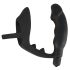 Black Velvet - Anale vibrator met penis- en balkring (zwart)