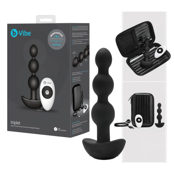 b-Vibe - drievoudige anale vibrator met kralen (zwart)