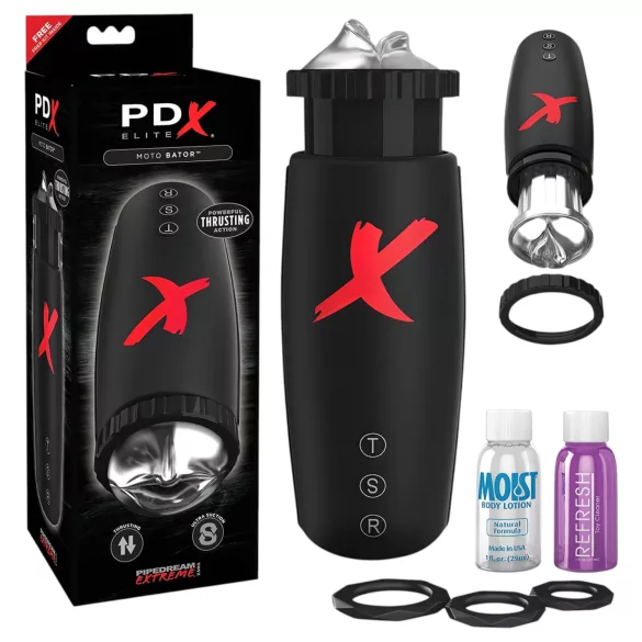 PDX Moto Bator - automatische zuigende masturbator - zwart