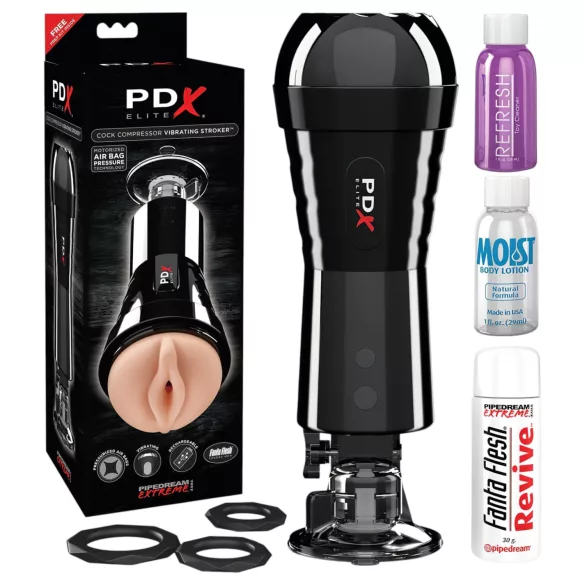 PDX - Masturbator - Zuigend en Vibrerend Kunstvagina - Zwart