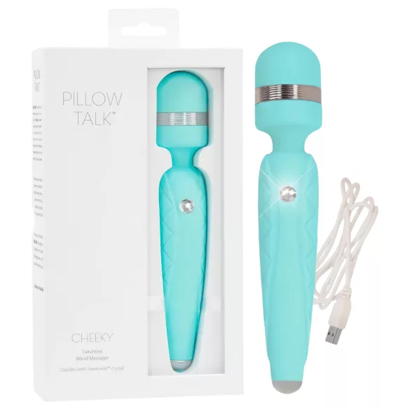 Pillow Talk Cheeky Wand - oplaadbare massage vibrator - turquoise