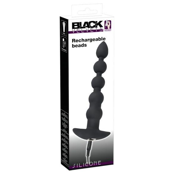 Black Velvet - Oplaadbare Anusvibrator met 5 Kralen (Zwart)