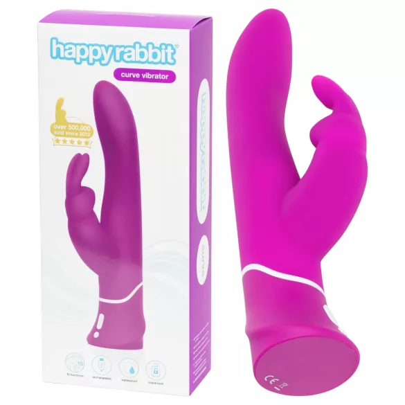 Happyrabbit Curve - rabbit vibrator - waterdicht - siliconen - paars