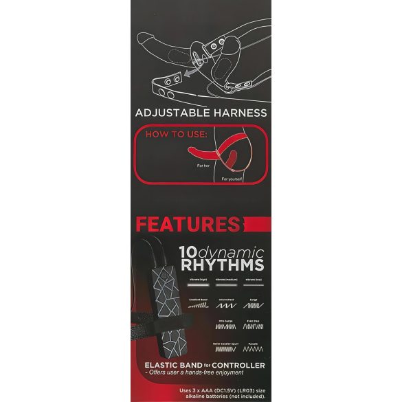 Double Thruster - strap-on dubbele vibrator - zwart