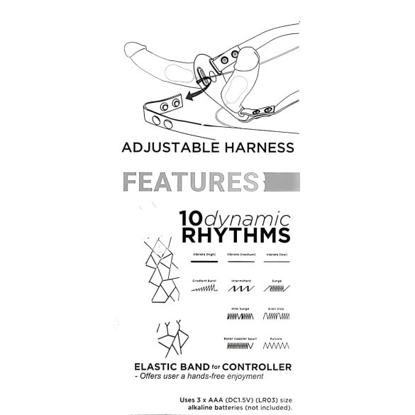 Double Thruster - strap-on dubbele vibrator - zwart