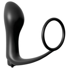 Analfantasy - vinger anaal vibrator met penisring (zwart)