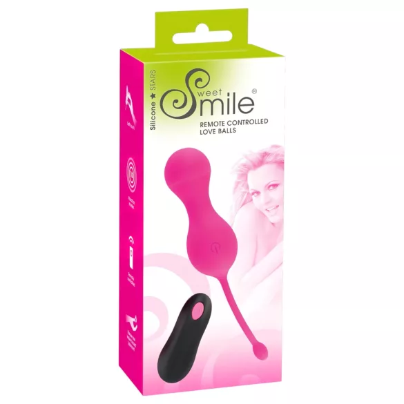 SMILE Love Balls - draagbare, oplaadbare, radiografische vibrerende eitjes (roze)