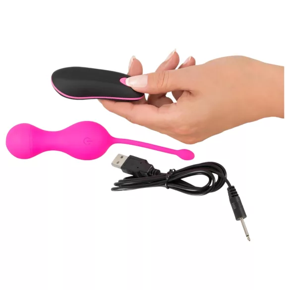 SMILE Love Balls - draagbare, oplaadbare, radiografische vibrerende eitjes (roze)