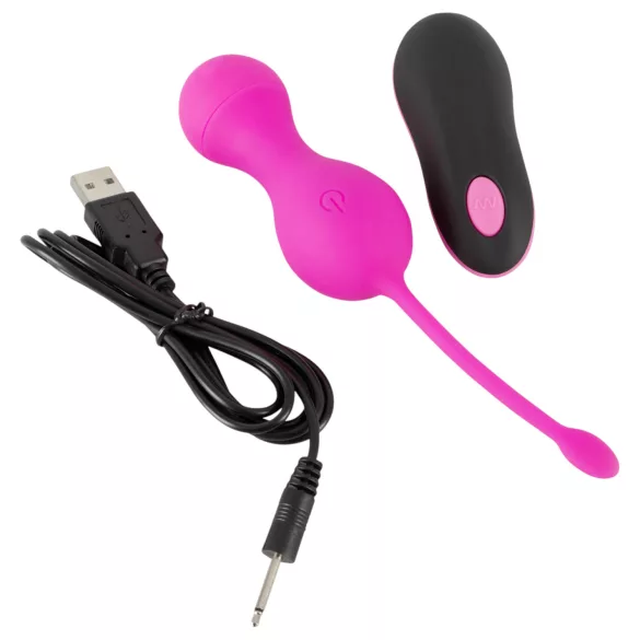 SMILE Love Balls - draagbare, oplaadbare, radiografische vibrerende eitjes (roze)