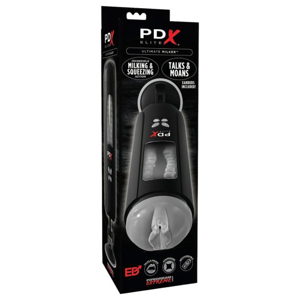 PDX Ultimate Milker - zuigende en vibrerende masturbator (zwart)