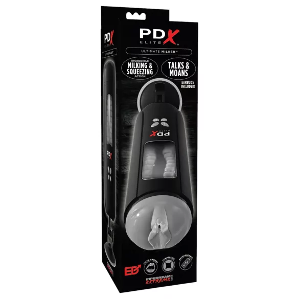 PDX Ultimate Milker - zuigende en vibrerende masturbator - zwart