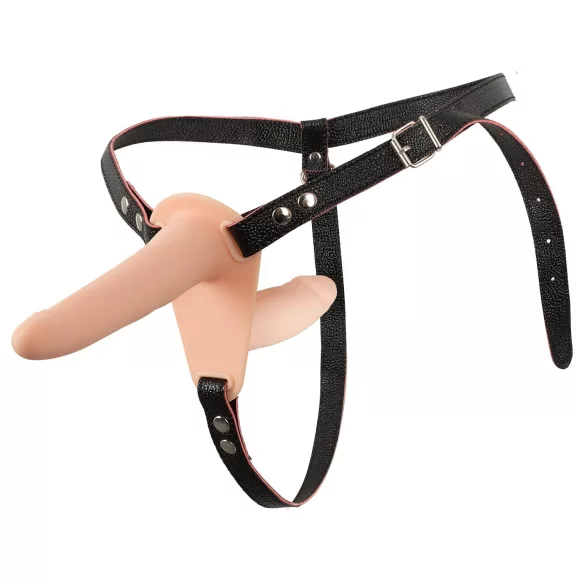 You2Toys - strap-on dubbele vibrator - siliconen - huidkleurig