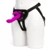 Happyrabbit Strap-On - konijnvormige, met clitorisstimulator uitgeruste opzetbare vibrator (paars)