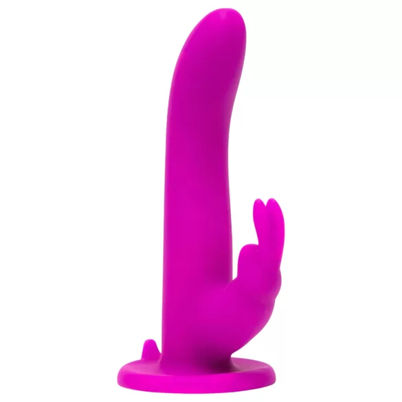 Happyrabbit Strap-On - konijnvormige, met clitorisstimulator uitgeruste opzetbare vibrator (paars)