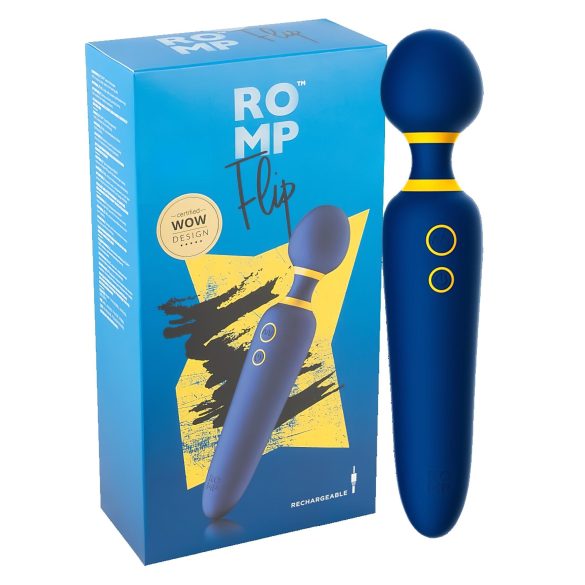 ROMP Flip Wand - oplaadbare, waterdichte massage vibrator (blauw)