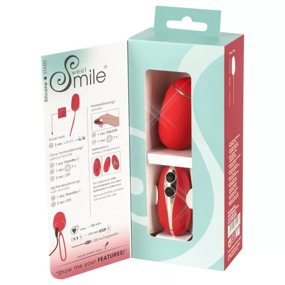 SMILE Love Ball - draagbaar, oplaadbaar vibrerend ei met afstandsbediening (rood)