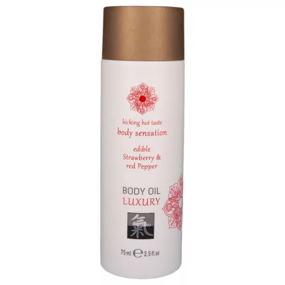 Shiatsu Luxury - eetbare massageolie - aardbei rode peper - 75ml