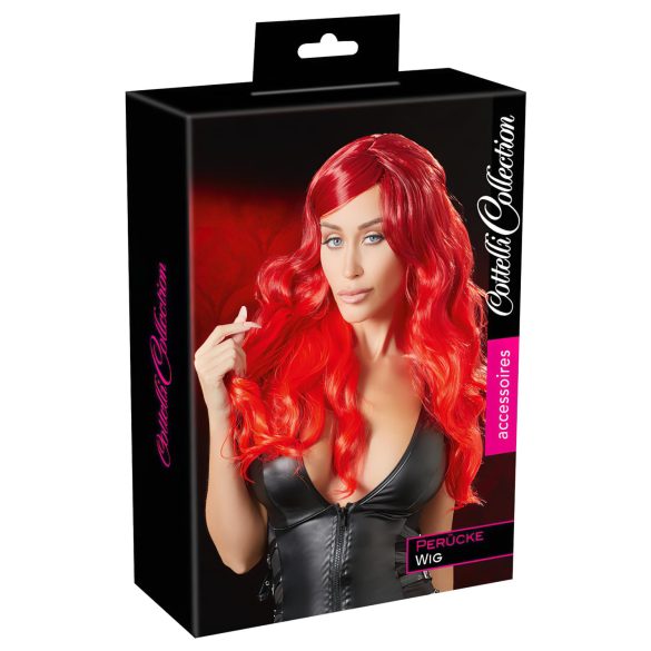 Lang, golvend, met pony pruik (rood)