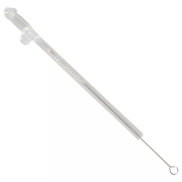 Straw Willy - glazen rietje met penis - transparant - set van 4