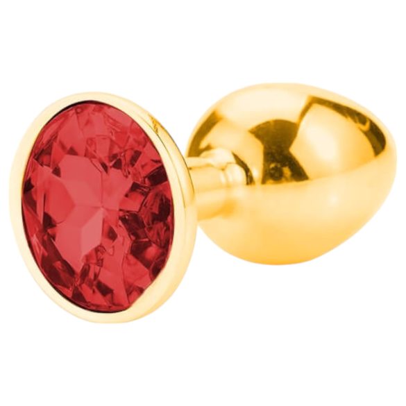 Sunfo - metalen buttplug met rode steen (goud)