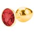 Sunfo - metalen buttplug met rode steen (goud)