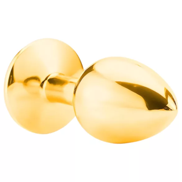 Sunfo - metalen buttplug met rode steen - goudkleurig