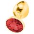 Sunfo - metalen buttplug met rode steen (goud)