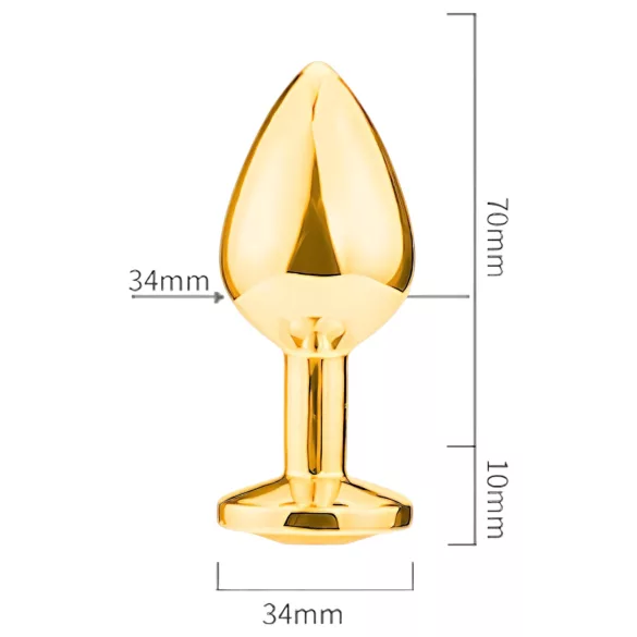 Sunfo - metalen buttplug met rode steen - goudkleurig