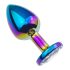 Sunfo - metalen anaalplug met witte steen (regenboog)