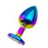Sunfo - metalen anaalplug met witte steen (regenboog)