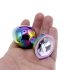 Sunfo - metalen anaalplug met witte steen (regenboog)