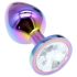 Sunfo - metalen anaalplug met witte steen (regenboog)