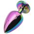 Sunfo - metalen anaalplug met witte steen (regenboog)