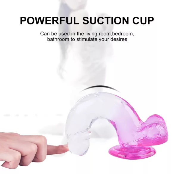 Sunfo - dildo met zuignap en balls - 22cm - transparant paars