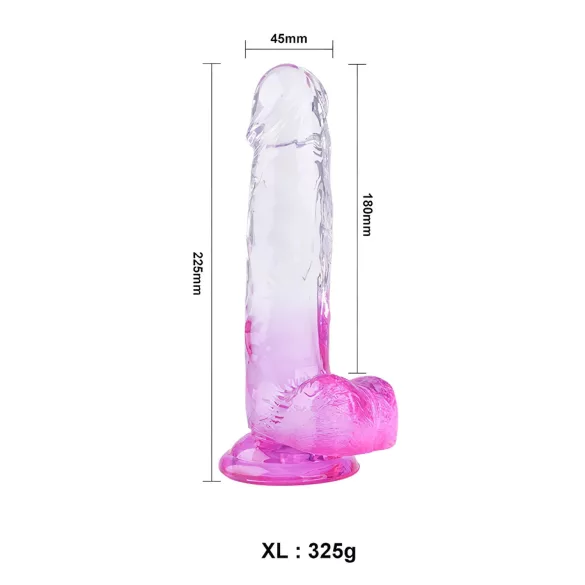 Sunfo - dildo met zuignap en balls - 22cm - transparant paars