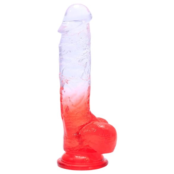 Sunfo - Zuignap dildo met ballen - 21 cm (helder rood)