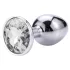 Sunfo - metalen buttplug - wit steentje - zilverkleurig