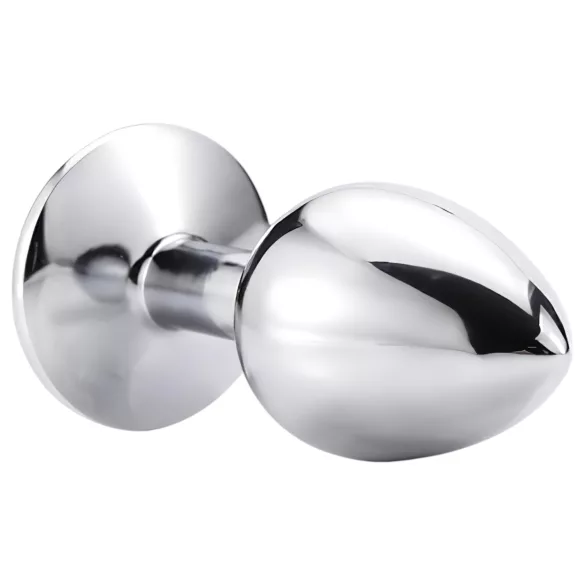 Sunfo - metalen buttplug - wit steentje - zilverkleurig