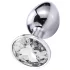 Sunfo - metalen buttplug - wit steentje - zilverkleurig