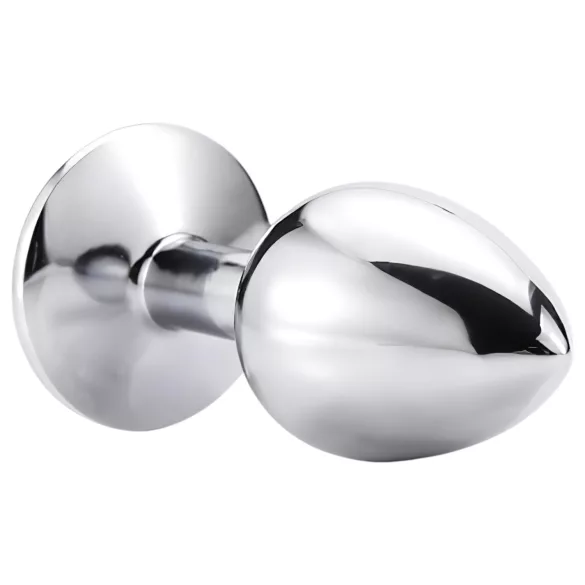 Sunfo - metalen buttplug met roze steen - zilver