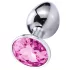 Sunfo - metalen buttplug met roze steen - zilver