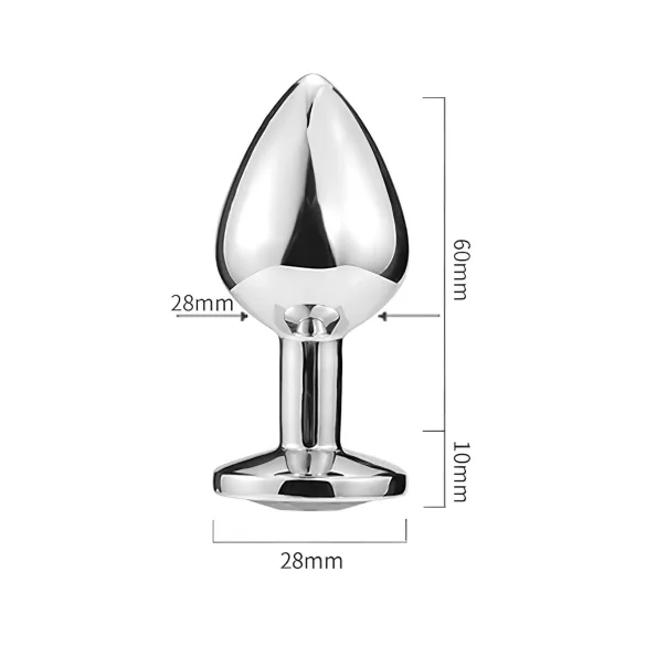 Sunfo - metalen buttplug met roze steen - zilver