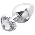 Sunfo - metalen anale plug met hartvormige steen (zilver-wit)
