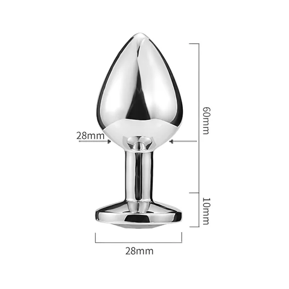 Sunfo - metalen anale plug met hartvormige steen (zilver-wit)