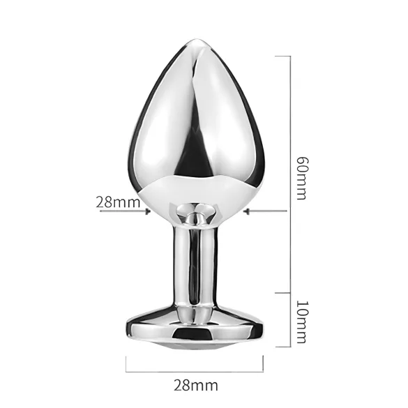 Sunfo - metalen buttplug met hartvormige steen - zilver roze