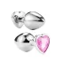 Sunfo - metalen buttplug met hartvormige steen - zilver roze