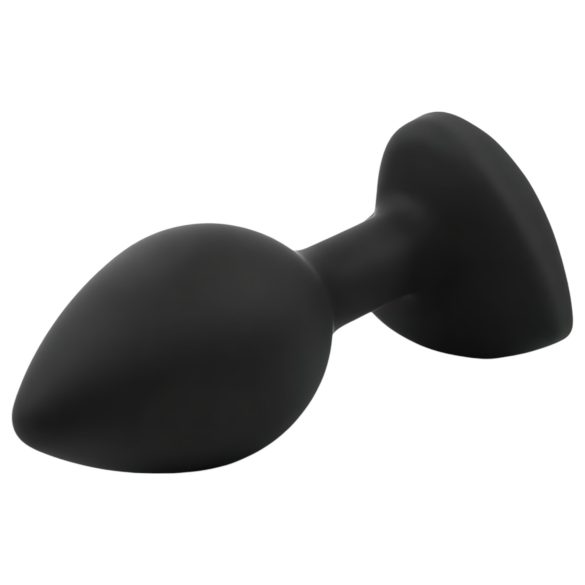 Sunfo - siliconen buttplug met hartvormige steen - zwart/wit