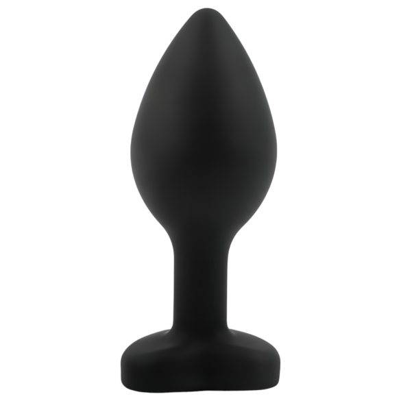 Sunfo - siliconen buttplug met hartvormige steen - zwart/wit