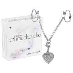 Hartvormige intieme sieraden met strass (zilver)